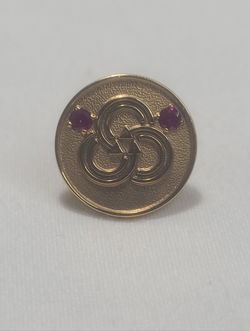 Vintage 1/10 10K GF Corporate Service Pin H Mark Interlocking Loops With Rubies